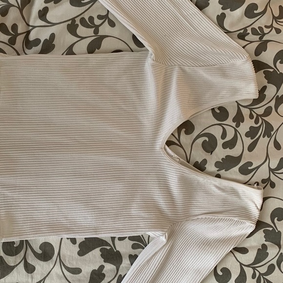 White Ribbed Low Neck & Back Bodysuit - Picture 2 of 4